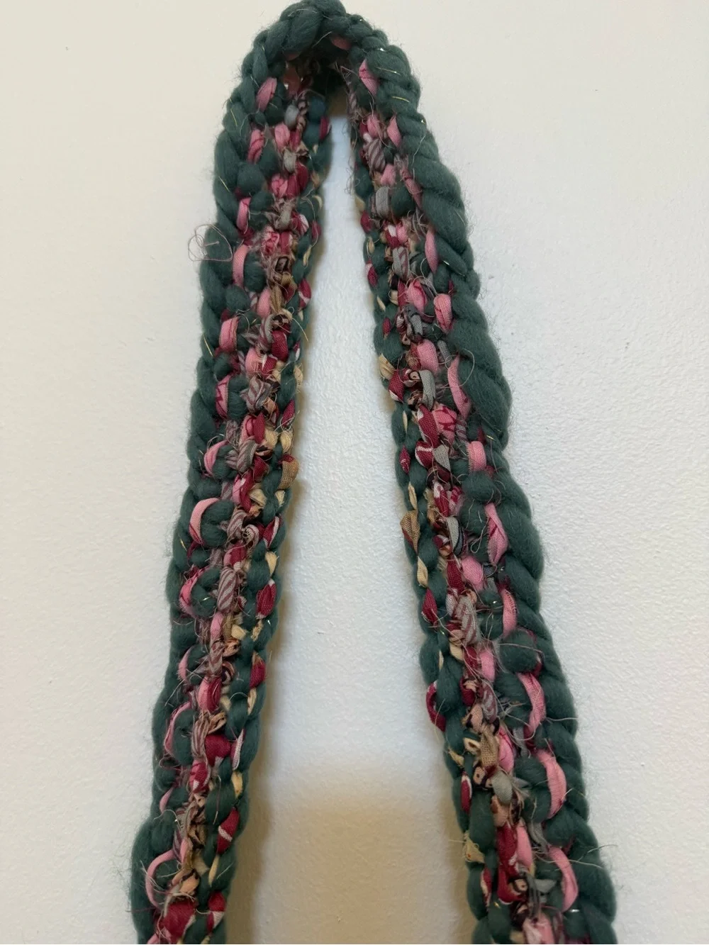 Boho Style Hand Knitted Multicolor Fringe Shoulder Bag - Green
